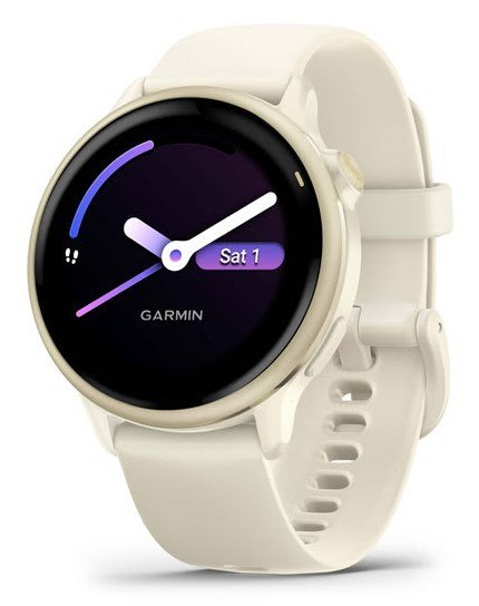 Garmin Zegarek Garmin Vivoactive 6, 42mm AMOLED bone/lunar gold