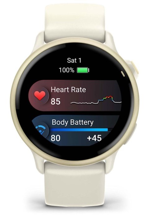 Garmin Zegarek Garmin Vivoactive 6, 42mm AMOLED bone/lunar gold