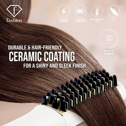 Mini prostujący grzebień do włosów FashionTV FTV-0148 Matte Cream Gold