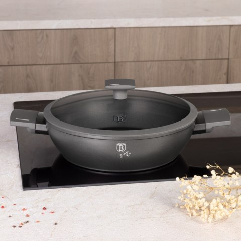 Garnek płytki 3,8 L z pokrywką 28cm BerlingerHaus Antracit BH-8128