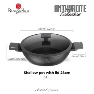 Garnek płytki 3,8 L z pokrywką 28cm BerlingerHaus Antracit BH-8128
