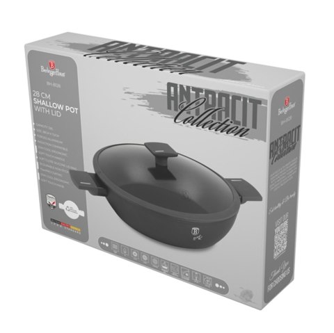 Garnek płytki 3,8 L z pokrywką 28cm BerlingerHaus Antracit BH-8128