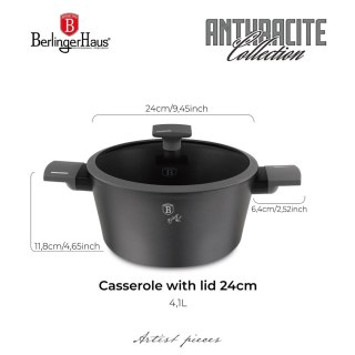 Garnek z pokrywką 24cm BerlingerHaus BH- 8131 | Antracit Collection