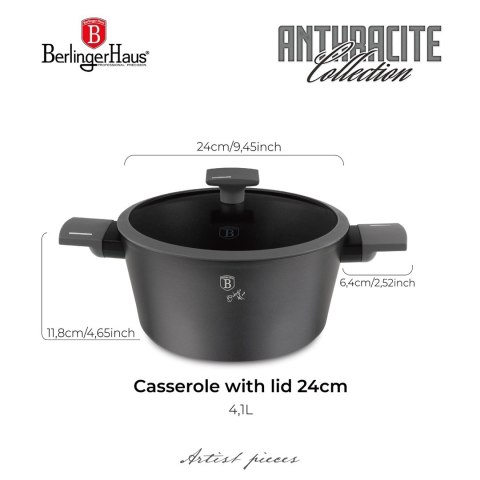 Garnek z pokrywką 24cm BerlingerHaus BH- 8131 | Antracit Collection