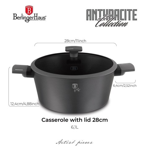 Garnek z pokrywką 28 cm Antracit Collection BerlingerHaus BH-8132