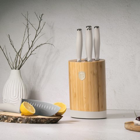 Noże kuchenne | Zestaw 5 noży w stojaku bambusowym BerlingerHaus Sahara BH-2755