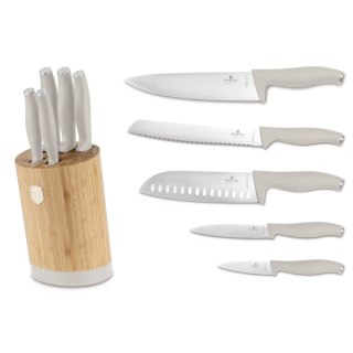 Noże kuchenne | Zestaw 5 noży w stojaku bambusowym BerlingerHaus Sahara BH-2755