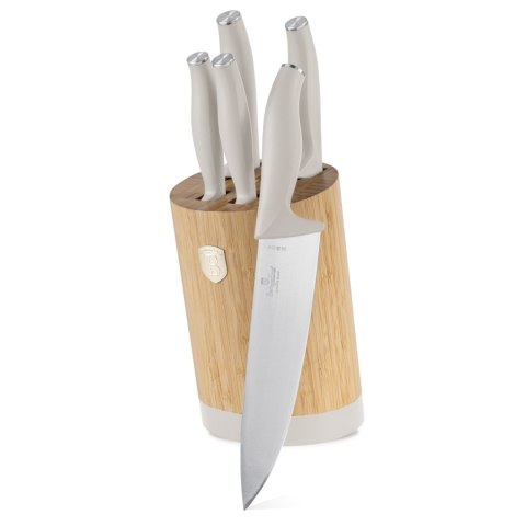 Noże kuchenne | Zestaw 5 noży w stojaku bambusowym BerlingerHaus Sahara BH-2755