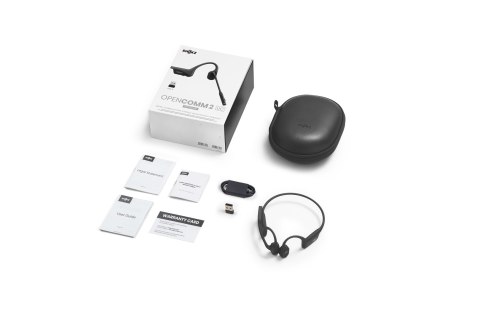 SHOKZ Słuchawki bezprzewodowe kostne Shokz OpenComm2 + adapter USB-A czarne