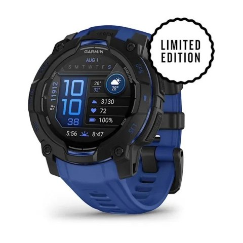 Smartwatch zegarek GARMIN Instinct 3 AMOLED 45mm Black/Bolt Blue