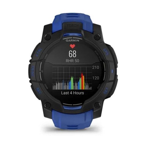 Smartwatch zegarek GARMIN Instinct 3 AMOLED 45mm Black/Bolt Blue