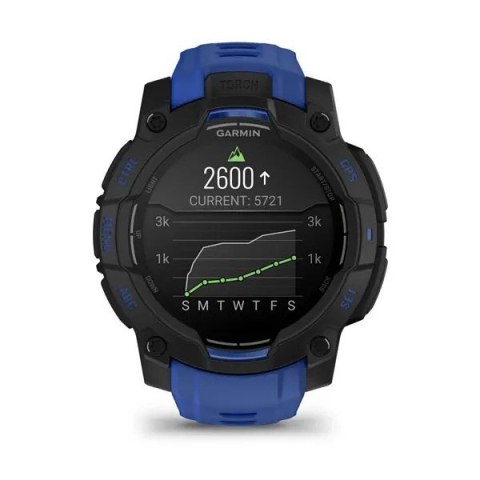 Smartwatch zegarek GARMIN Instinct 3 AMOLED 45mm Black/Bolt Blue