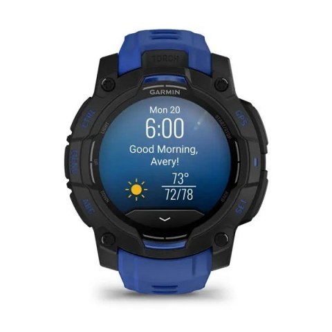 Smartwatch zegarek GARMIN Instinct 3 AMOLED 45mm Black/Bolt Blue