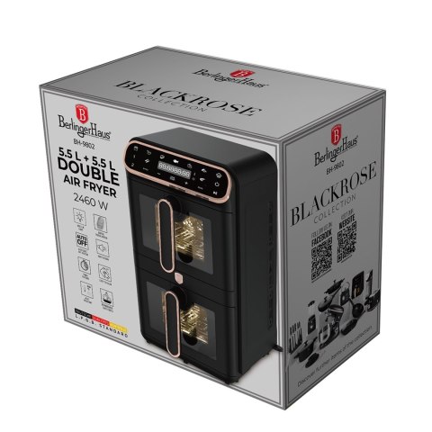 Air fryer Frytkownica beztłuszczowa podwójna 11L Black Rose Collection BerlingerHaus BH-9802
