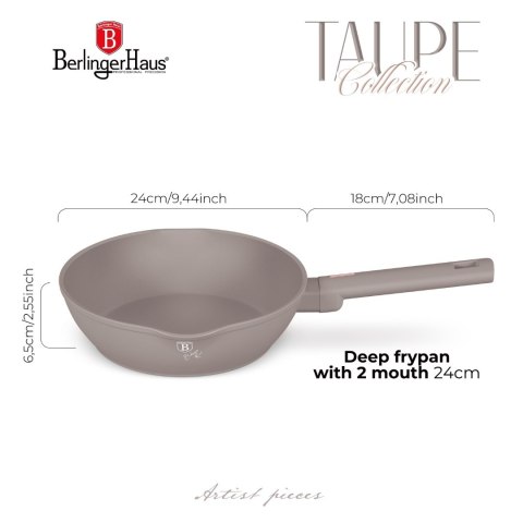 Głęboka patelnia z 2 wlotami 24 cm Berlinger Haus BH-8090 Taupe