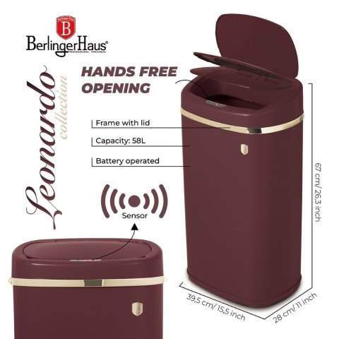 Kosz na śmieci sensoryczny o pojemności 58l Leonardo BerlingerHaus BH-9524