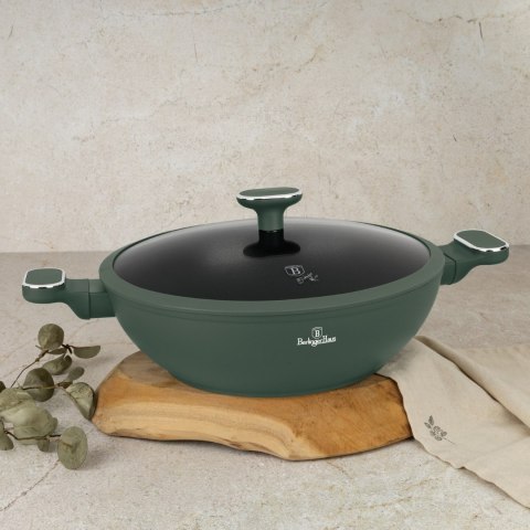 Patelnia Wok z pokrywką 30cm 4,8L BerlingerHaus BH-8160 Matte Green