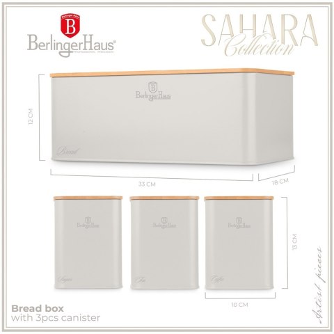 Zestaw 3 pojemników i chlebak BerlingerHaus BH-8901 Sahara Collection