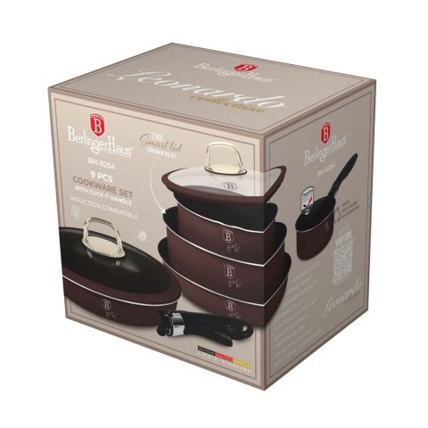 Zestaw garnków 9el. z odpinaną rączką BerlingerHaus Leonardo Collection BH-8254