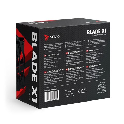 SAVIO ZESTAW WENTYLATORÓW 3 X 120MM 4-PIN PWM BLADE SET