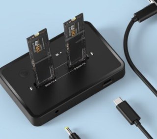 GEMBIRD STACJA DOKUJĄCA PODWÓJNA DO DYSKÓW M.2 SATA I NVME SSD CZARNA