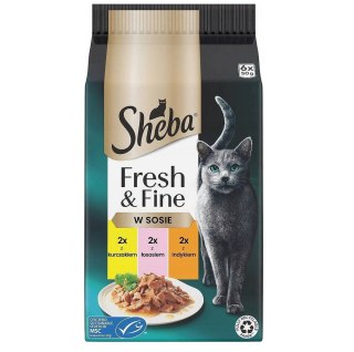 Sheba Fresh Fine mix kurczak łosoś indyk w sosie mokra karma dla kota 6x50g