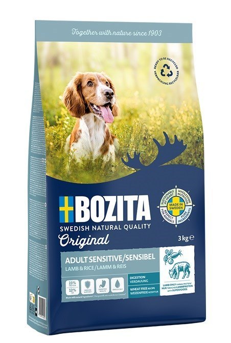 Bozita Original Adult Sensitive Jagnięcina i Ryż - sucha karma dla psa - 3 kg (WYPRZEDAŻ)