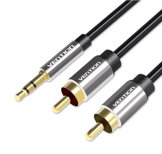 Kabel audio 3,5 mm męski na 2RCA męski 3 m czarny