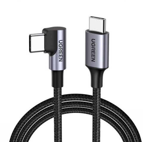 Ugreen kabel USB-C (prosty) / USB-C (kątowy) PD QC 60W 3A 0.5m US255 (szary)