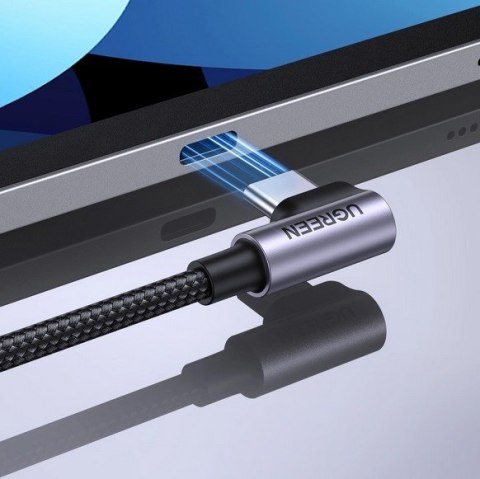 Ugreen kabel USB-C (prosty) / USB-C (kątowy) PD QC 60W 3A 0.5m US255 (szary)