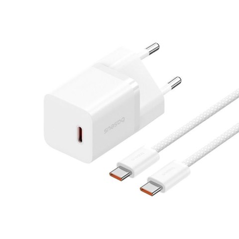 Ładowarka Baseus GaN5 mini 1C 30W EU+kabel USB-C (moon white)