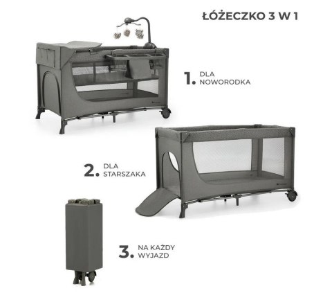 KinderKraft Łóżeczko turystyczne JOY 2 DARK GREY
