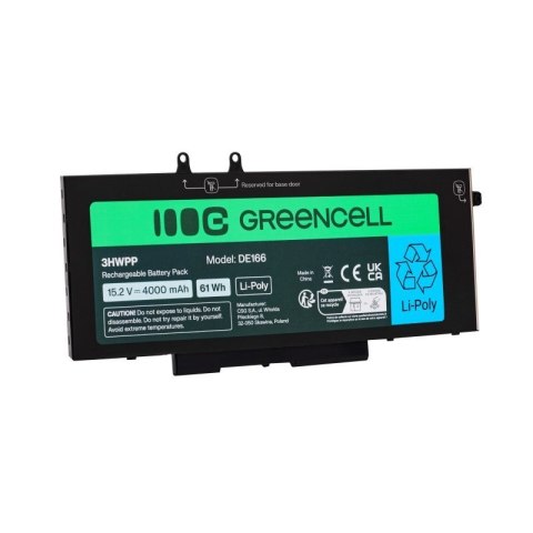 GREEN CELL BATERIA DE166 DO DELL 3HWPP LATITUDE 5400, 5401, 5410, 5411, 5500, 5501, 5510, 5511, 7591 4000MAH 15,2V