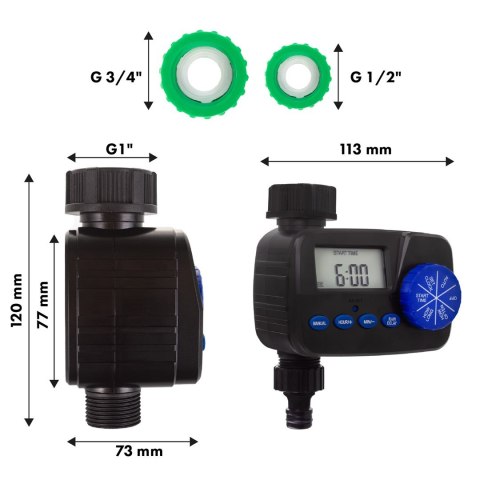 GREENBLUE ELEKTRONICZNY STEROWNIK NAWADNIANIA, ZASILANIE 2X1,5V AA GB390