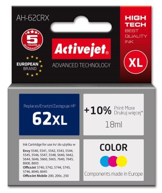 Activejet AH-62CRX Tusz (zamiennik HP 62XL C2P07AE; Premium; 18 ml; kolor)