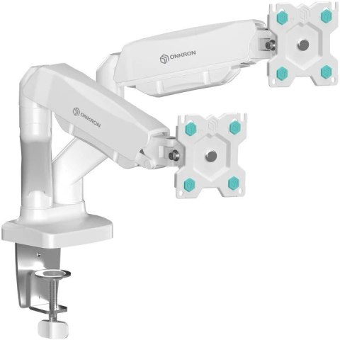 ONKRON G-160-W Uchwyt biurkowy obrotowo-nachylny do dwóch monitorów 13-32" maks 8 kg, z obracaniem, biały