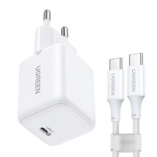 Ładowarka sieciowa Ugreen X513 30W GaN 1x USB-C + kabel USB-C 1m - biała