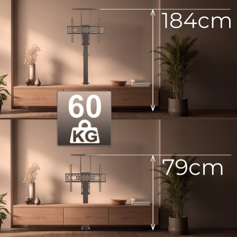 MACLEAN UCHWYT ELEKTRYCZNY WYSUWANY DO TV, TUYA, 37''-80'', VESA 600X400, MAX 60KG MC-866T